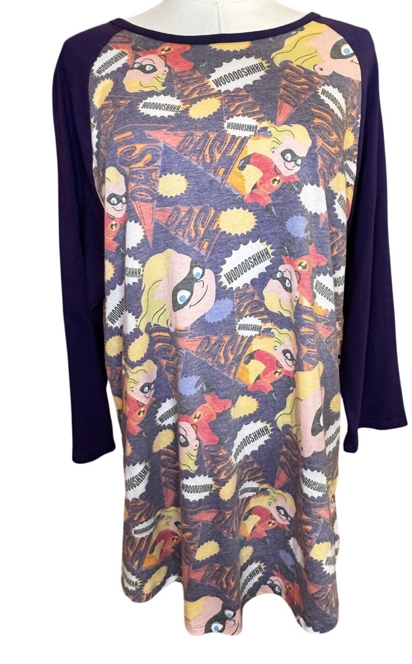 LuLaRoe Disney Pixar The Incredibles "Dash" Randy Raglan Baseball Tee - Size XL